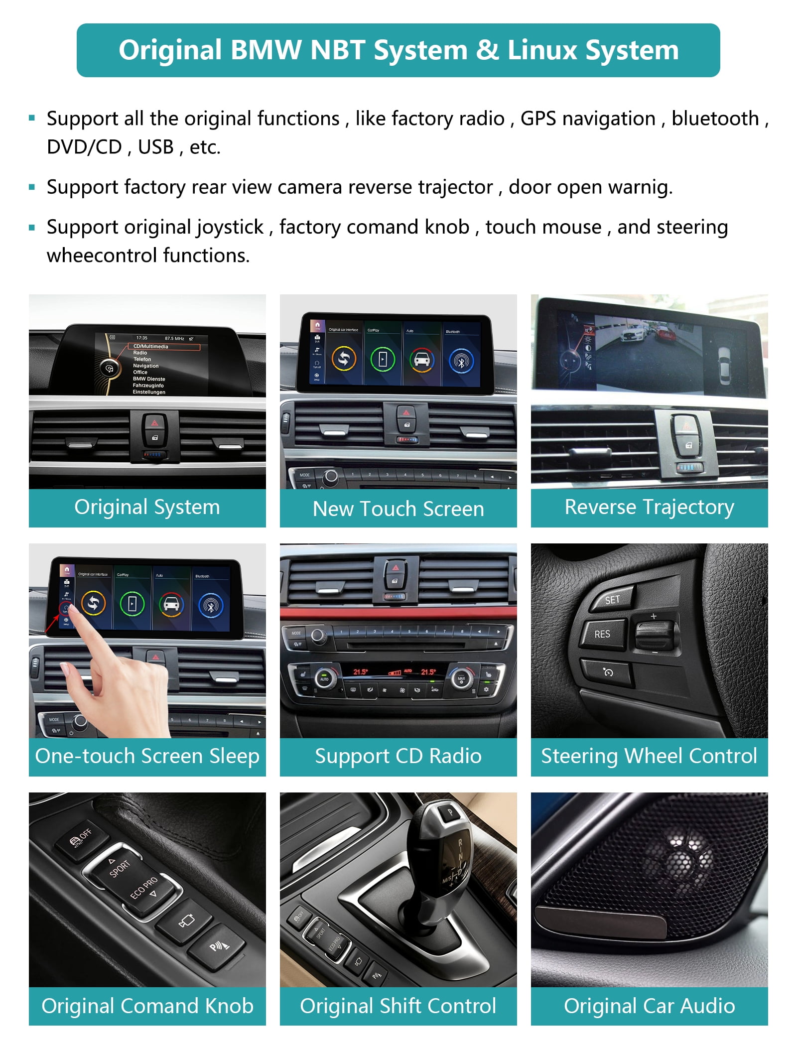 Road Top 8.8 inch Touch Screen Car Stereo for 2005-2010 BMW 5 Series E60  E61 E90 E91 E92 E93 with CCC System Apple Carplay Android Auto Radio GPS Navigation  for Car, Portable
