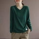 thumbnail image 4 of Camisetas de mujer, primavera 2022, camisetas lisas con parte inferior, camisetas de manga larga con cuello en V para mujer, camisetas de gran tamaño, ropa recién llegada, 4 of 5