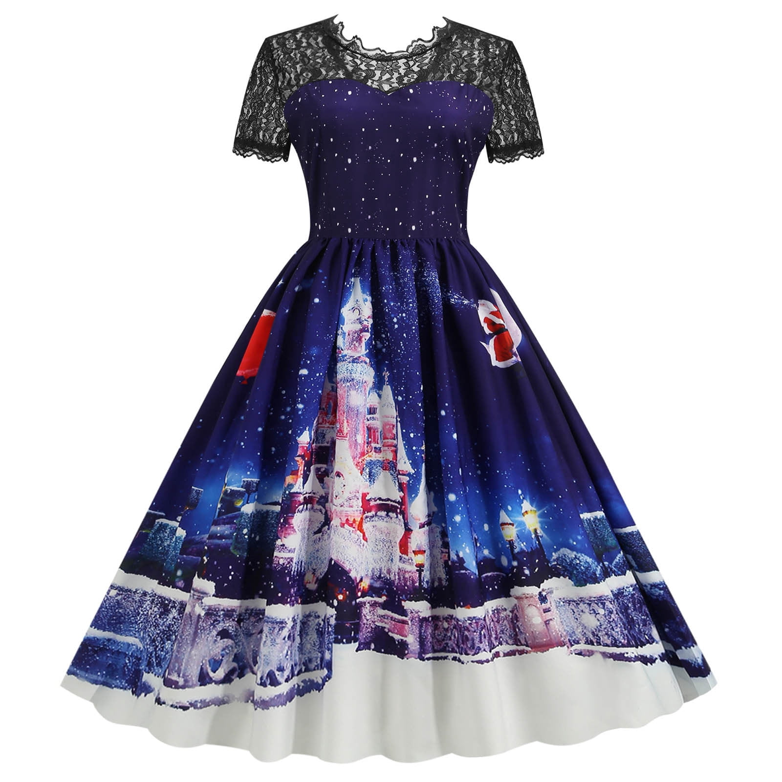 Aoochasliy Christmas dresses Women Clearance Vintage Xmas Printing