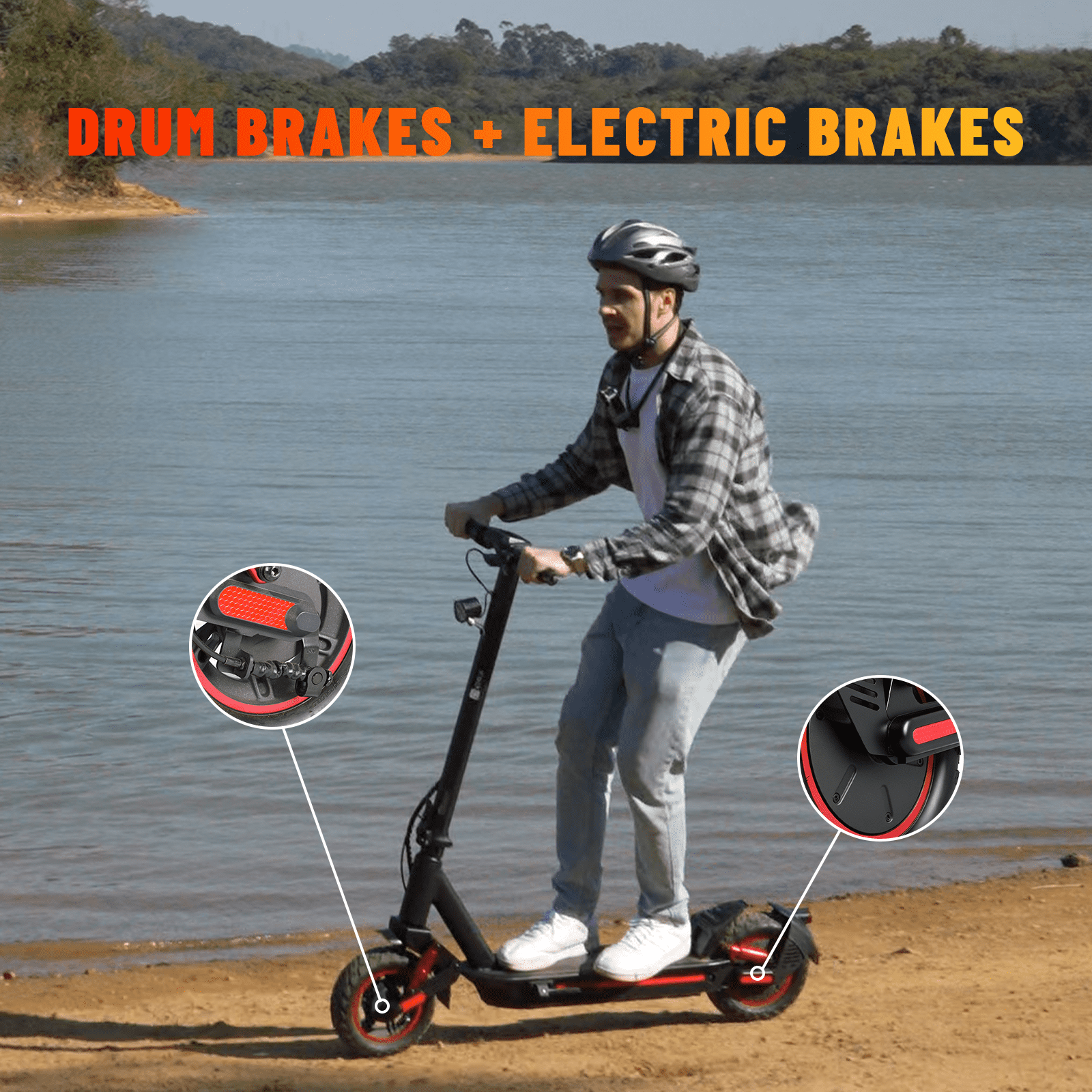 OBX Off Road Electric Scooter for Adults,1200W 30MPH High Speed,30-35 Miles,10" Pneumatic Tires,Heavy Duty Foldable E-Scooter with Dual Suspension