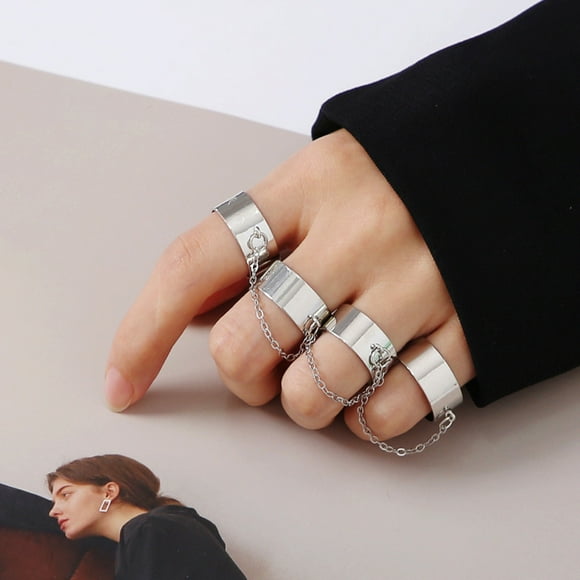 Fiudx Anillos de Moda, Conjunto de Cadete de Aleación Personalizada, Diseño de Una Sola Pieza Estilo Punk, Anillos Combinados con Una Estructura Única, Ropa Casual para Día a Día, para Mujeres y Niña