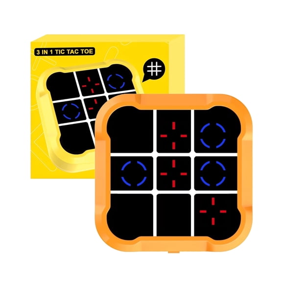Electronic Tic Tac Toe Game | 3-in-1 Handheld Digital Puzzle Game Console | Portable Learning Travel Toys | Ideal Gift for Kids of All Ages, Orange