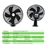 Homdec 12V 8'' Car Cooling Automobile Vehicle Fan, Powerful Quiet with 2-Speed, Cold Wind Electric Car Fans for RV Truck Bus Boat Van SUV Yacht on board