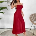 thumbnail image 4 of Women's Mesh Dress Slip Cowl Neck Maxi Dress Bodycon Mermaid Long Evening Dress for Party Cocktail Wedding Guest Prom Wine S, 4 of 7