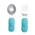 thumbnail image 4 of HINTRMENT 1 Pair Blue Silicone Stainless Steel Toddler Metal Forks Baby Training Tableware 4.1X1.2in, 4 of 8