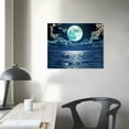thumbnail image 4 of COMIO   Wall Art Canvas Prints Moon Sea Ocean Landscape Full Moon in Cloud Pictures Paintings Stretched and Framed for Living Room Bedroom Kicthen Office Artwork, 4 of 6