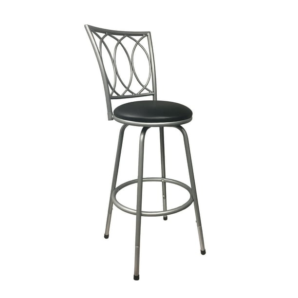 Roundhill Furniture Redico Counter To Bar Height Adjustable 360 Degree Swivel Metal Bar Stool Powder Coated Silver Walmart Com Walmart Com