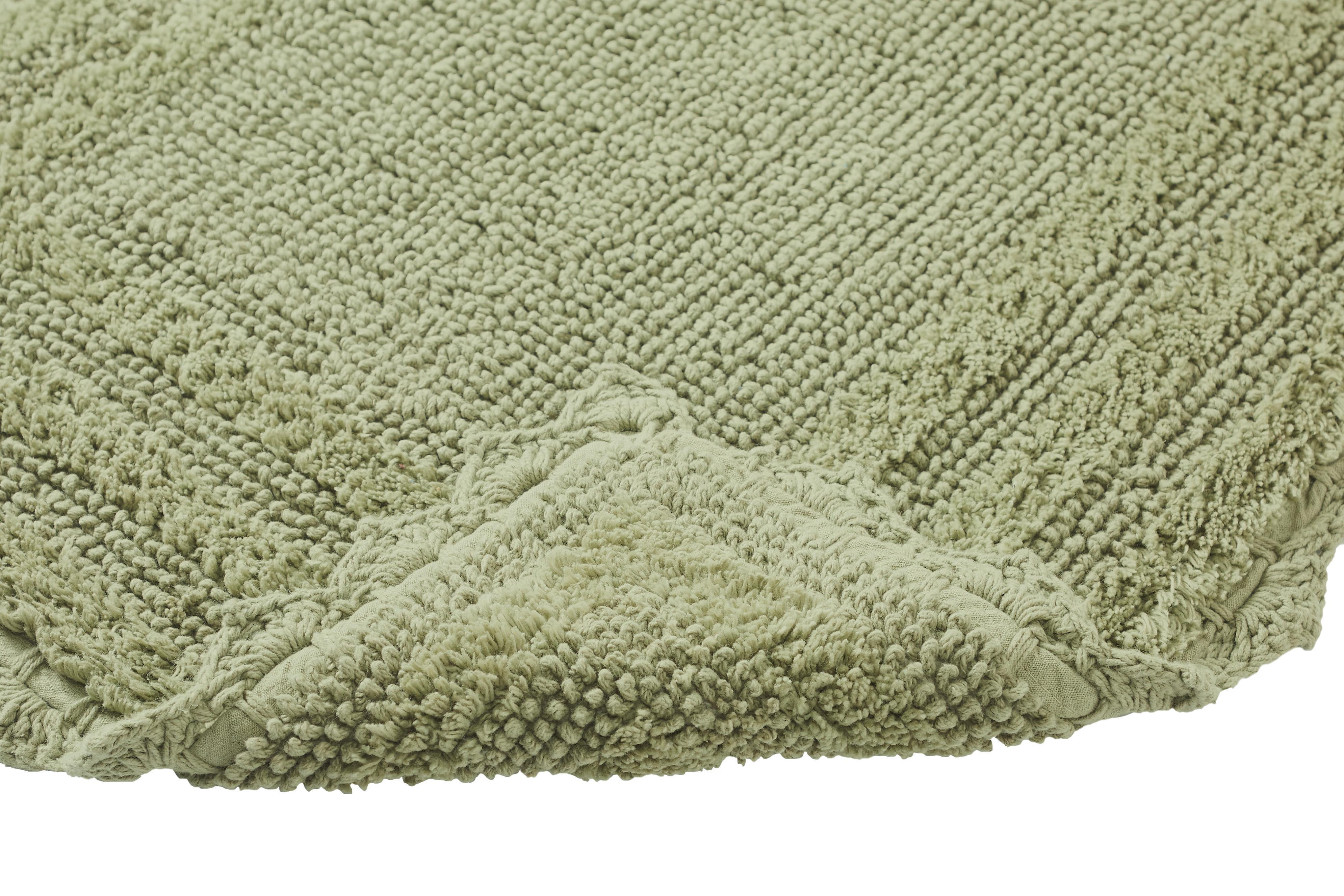 Better Trends 3 Piece Bathroom Rug Set 100% Cotton, Extra Soft Tufted Bath Mat, Water Absorbent & Reversible Mat, Sage Lilly Crochet Collection