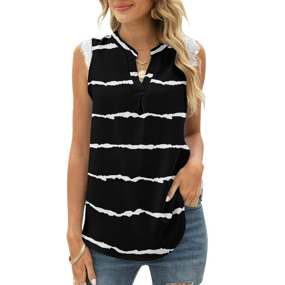 Aayomet Crop Tops Women's Summer Sleeveless V Neck Casual Tank Tops Blouse Shirts,Black S
