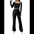 thumbnail image 2 of Conjunto de Dos Piezas Deportivo de Estilo Minimalista, Versátil, de Dos Piezas, para Desplazamientos Diarios, con Top de Larga Tipo Gofre, Estilo 2025 Negro XL, 2 of 9
