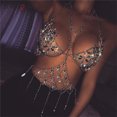 thumbnail image 2 of Bling Metal Tassel crop Tank Top Festival Rave  Body Chain Beach Tops, 2 of 2