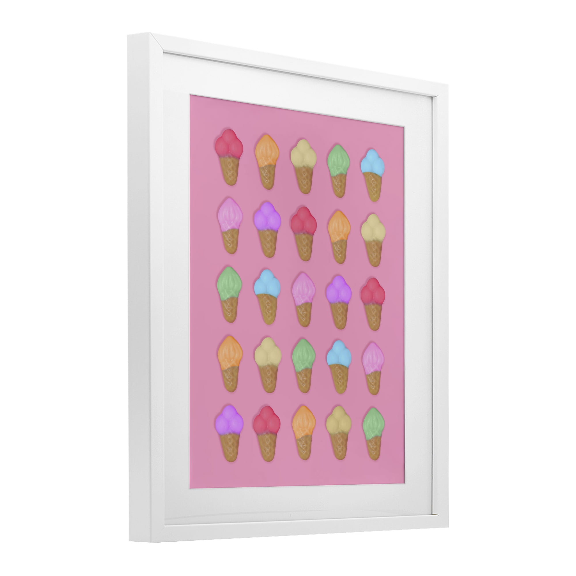 Stupell Industries Ice Cream Candies on Pink White Framed Print Under Glass, design by LISH Creative