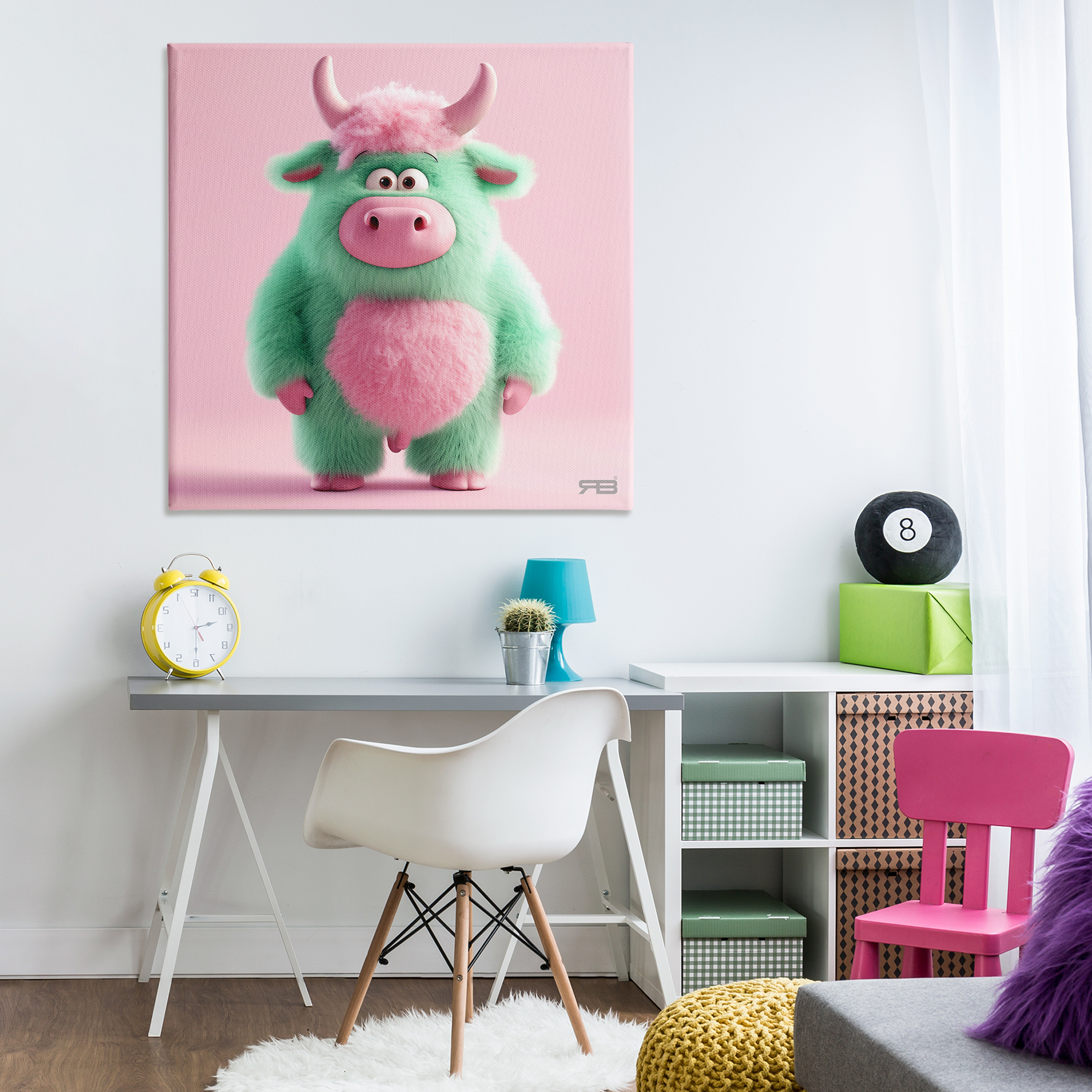Stupell Industries Silly Green Cow Animals Painting Wrapped Canvas Art Print Wall Art, 36 x 36