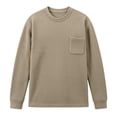 thumbnail image 4 of Mens T-shirts Long Sleeve Plus Size Relaxed Waffle Top Spring Casual Crewneck Thermal Everyday Wear Tees Khaki L, 4 of 4