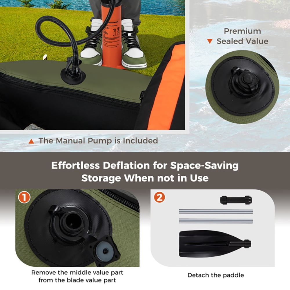 Demifill Inflatable Float Tube, Fishing Float Tube, Inflatable Fishing Float Tube with Pump Storage Pockets and Fish Ruler, Green