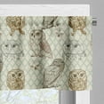 thumbnail image 5 of Ambesonne Owl Valance & Curtain, Sketch Cat Looking Birds, 55"x24", Brown Reseda Green, 5 of 7