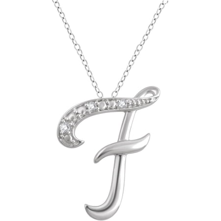 Arista Diamond Accent White "F" Initial Women's Pendant in Sterling Silver, 18"