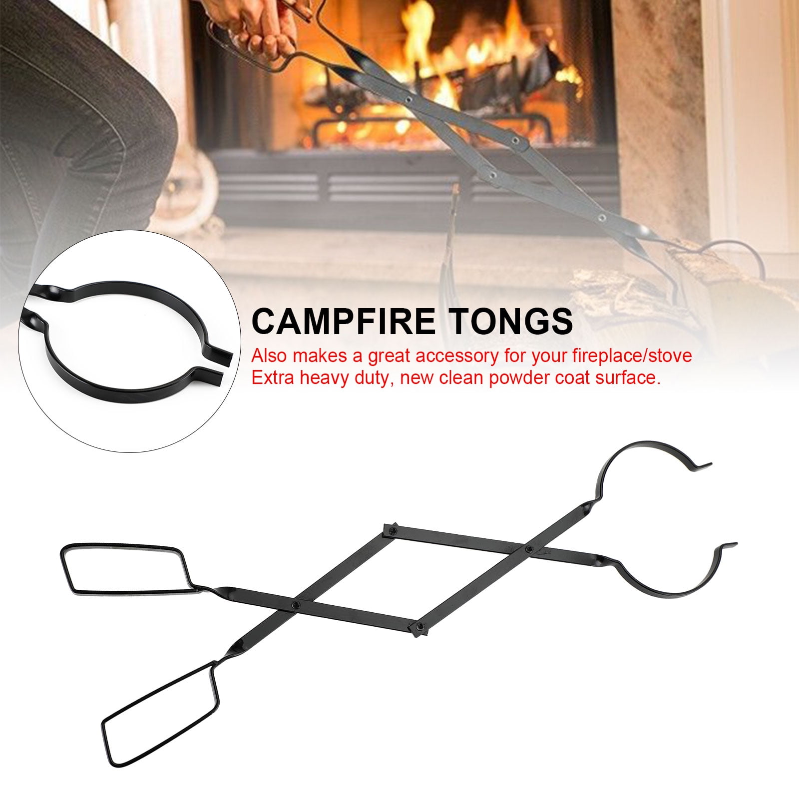 26 Inch Campfire Tongs Log Grabber Firewood Fire Pit Tool Camping
