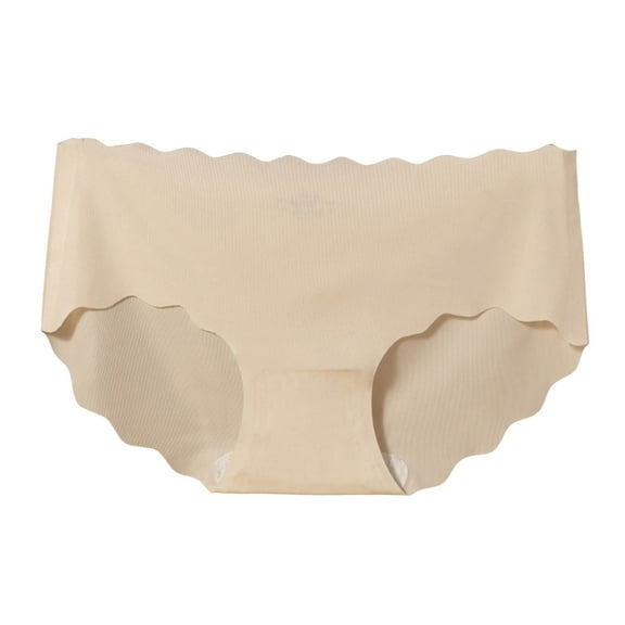 GEWSEY Women's High Waist Breathable Seamless Sport Ribbed Cotton Thong Panties No Show Underwear (Beige, M)
