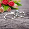 thumbnail image 3 of 1.50 Carat Oval Cut Aquamarine Bridal Ring Set With Curved Loop Stacking Matching Wedding Band On 10k White Gold, 3 of 5