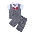 thumbnail image 2 of LYHaoo 3pcs Baby Boys Toddler Gentleman Wedding Outfits Suit Shirt Shorts Bow Tie Set Boys Pants Clothing Set Sizes (3-4 Years), 2 of 3