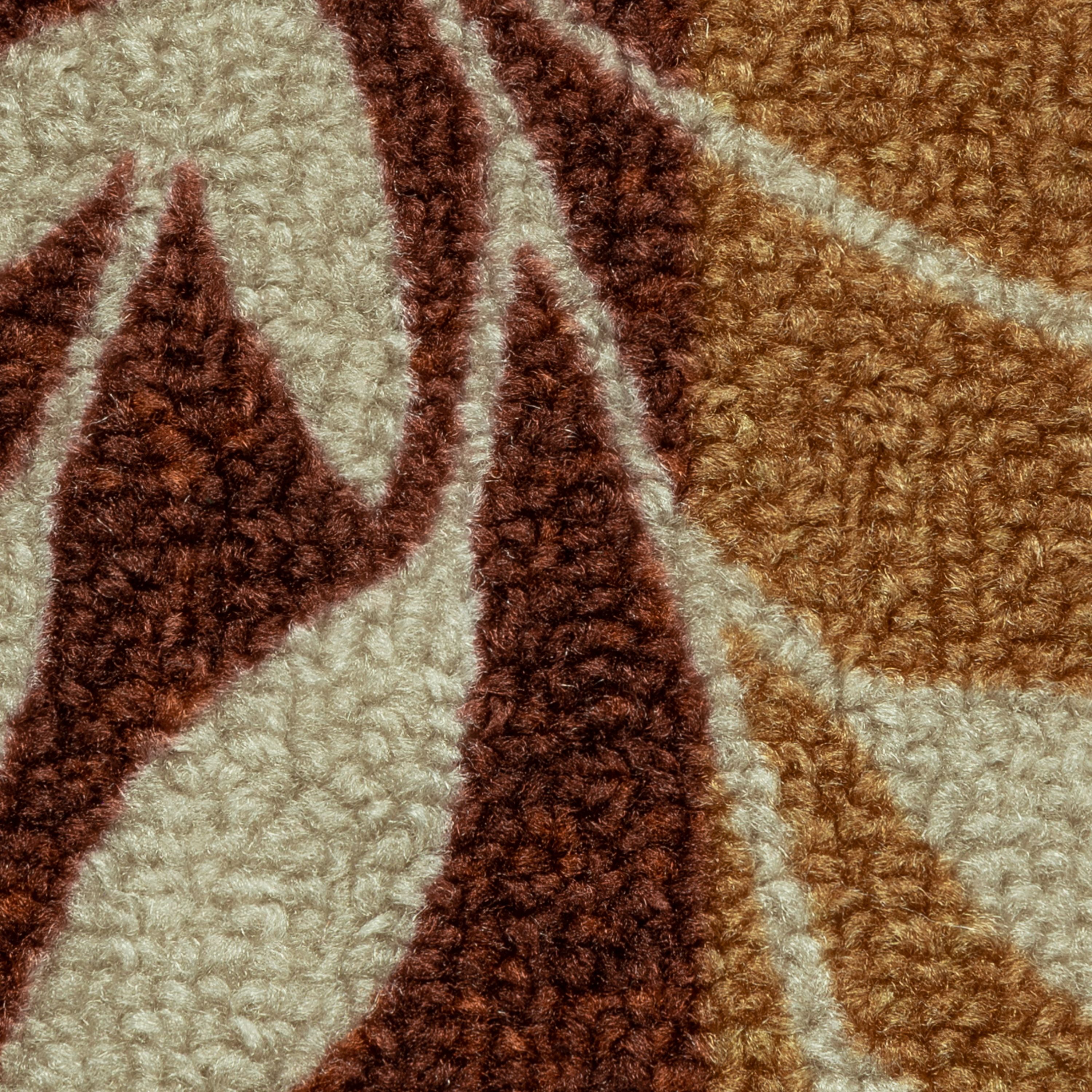 Mainstays Leaf Block Indoor Area Rug, Rust Brown, 4 ft x 5 ft 4 in