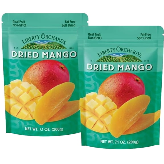 Liberty Orchard Organic Dried Mango - Naturally Sweet Dried Fruit with No Added Sugar- Vegan Dried Fruit Packed with Fiber & Vitamins- Healthy Snack Ideal for Recipes & On-the-Go Energy- 2 Pack- 200g