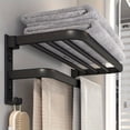 thumbnail image 2 of Wall-Mounted Modern Bathroom Shelf & Towel Rack - Space-Saving Shelving Unit with Towel Bar, Hooks & Shelves Suitable for Shower, Bathtub Organization - Installation, Storage Rack, 2 of 12