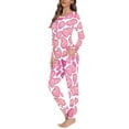 thumbnail image 2 of Renewold Women Casual Pajamas Lounge Set for Yoga Vacation 2 Pieces Valentine's Day Scoop Neck Sleepwear Pajama Pink Heart O-Neck Beach Wear Pjs Shirt Size XL, 2 of 4