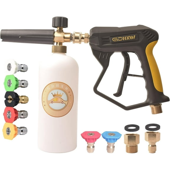 WANBIN X-887 High Pressure Washer Gun with Foam Cannon, 2 Adapters, 7 Nozzles
