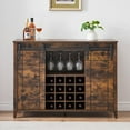 thumbnail image 2 of Farmhouse Home Bar Cabinet with Storage, 47.2 Inch Large Home Bar Unit with 8 Wine Racks, Indoor Wine Bar and Liquor Bar Cabinet with Barn Door and Footrest for Dining Room, 2 of 7