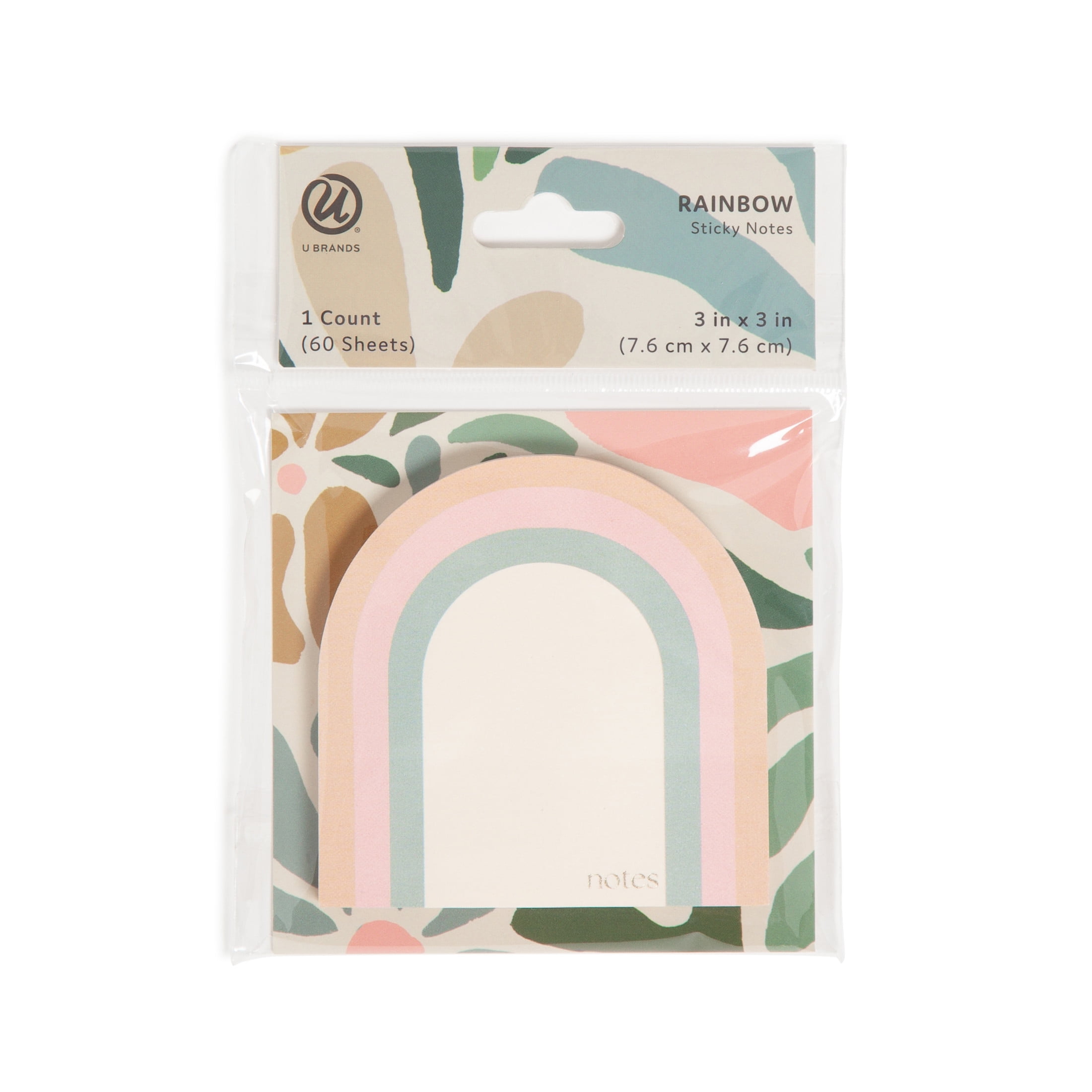 U Brands Sticky Notes, 3 x 3 in., 60 Sheets, Folklore Fauna