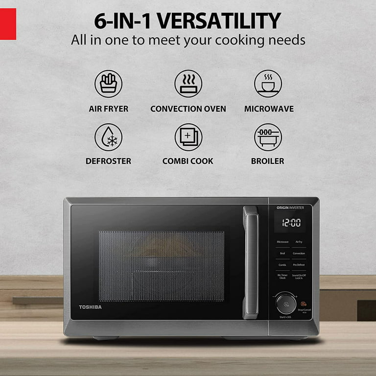 TOSHIBA 6-in-1 Inverter Microwave Oven Air Fryer Combo, MASTER Series, Countertop  Microwave, Air Fryer, Broil, Convection, Speedy Combi, Even Defrost, 11.3  Turntable, Eco-Mode, 27 Auto Menu 