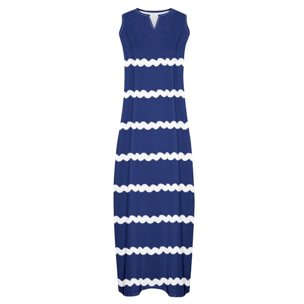 navy blue and white striped tank dress tasc Women's Summer Tank Dress Stripe, Classic Navy White / S