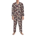 thumbnail image 3 of Yiaed Guitar Skull record Print Men’s Pajamas Set - Long Sleeve Button Down Sleep Shirt and Pajama Bottoms Sleepwear Set Mens Pjs Sets Men's Pajama Bottoms-XX-Large, 3 of 7