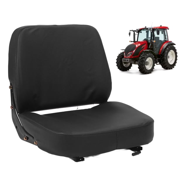 Tractor With Double Slide Rails Fold Down Comfortable PVC Leather for Tractor Mower Skid Loader Telehandler Backhoe Excavator Dozer
