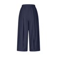 thumbnail image 6 of ABATAB Palazzo Capri Pants for Women Wide Leg Ruched Summer Crop Trousers Elastic Waisted Casual Loose Lounge Beach Clothes with Pockets, 6 of 7