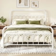 thumbnail image 2 of Amolife Full Bed Frame, Metal Platform Bed with Vintage Curved Iron-Art Headboard, Easy Assembly, White, 2 of 7