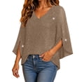 thumbnail image 2 of IUYRTFE Women's V-Neck Mesh Split Sleeve Top Glitter Party Blouse Loose Fit Evening Wear, 2 of 7