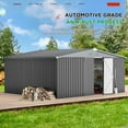 thumbnail image 5 of AECOJOY 14' x 12' Outdoor Storage Shed with Lockable Door Patio Metal Garden Storage Building in Dark Gray for Outside, 5 of 7