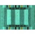 thumbnail image 1 of Ahgly Company Machine Washable Indoor Rectangle Abstract Turquoise Blue Contemporary Area Rugs, 5' x 7', 1 of 4