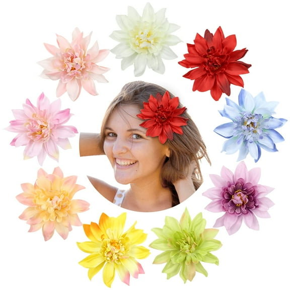 8PCS Hawaiian Flower Hair Clips Artificial Tropical Flower Hair Pins Boho Bride Claw Clip Large Hair Flowers For Women Hawaiian Hair Accessories Wedding Hair Piece