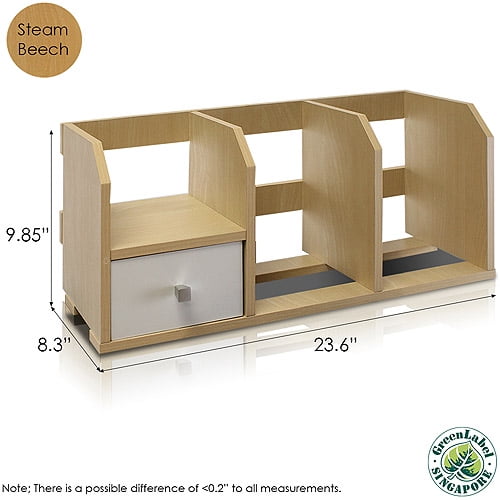 Furinno Pasir 12247SBE/WH Desk Storage Shelf with Bins