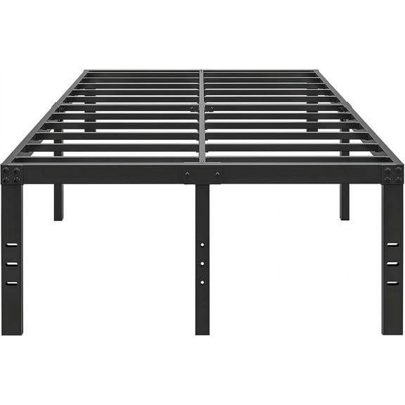 20 Inch Queen Size Bed Frame, No Box Spring Needed, Heavy Duty Black Metal Platform Mattress Foundation with Steel Slats, Non-Slip Noise Free Easy Assembly, Large Storage