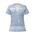thumbnail image 2 of Uemuo White Bule Glitter Drawing Women's Deep V-Neck Low Cut Tops - Casual Loose Fit with Stainless Steel Loop, Soft, Breathable, Perfect for Office, Travel, and Daily Wear-Medium, 2 of 5