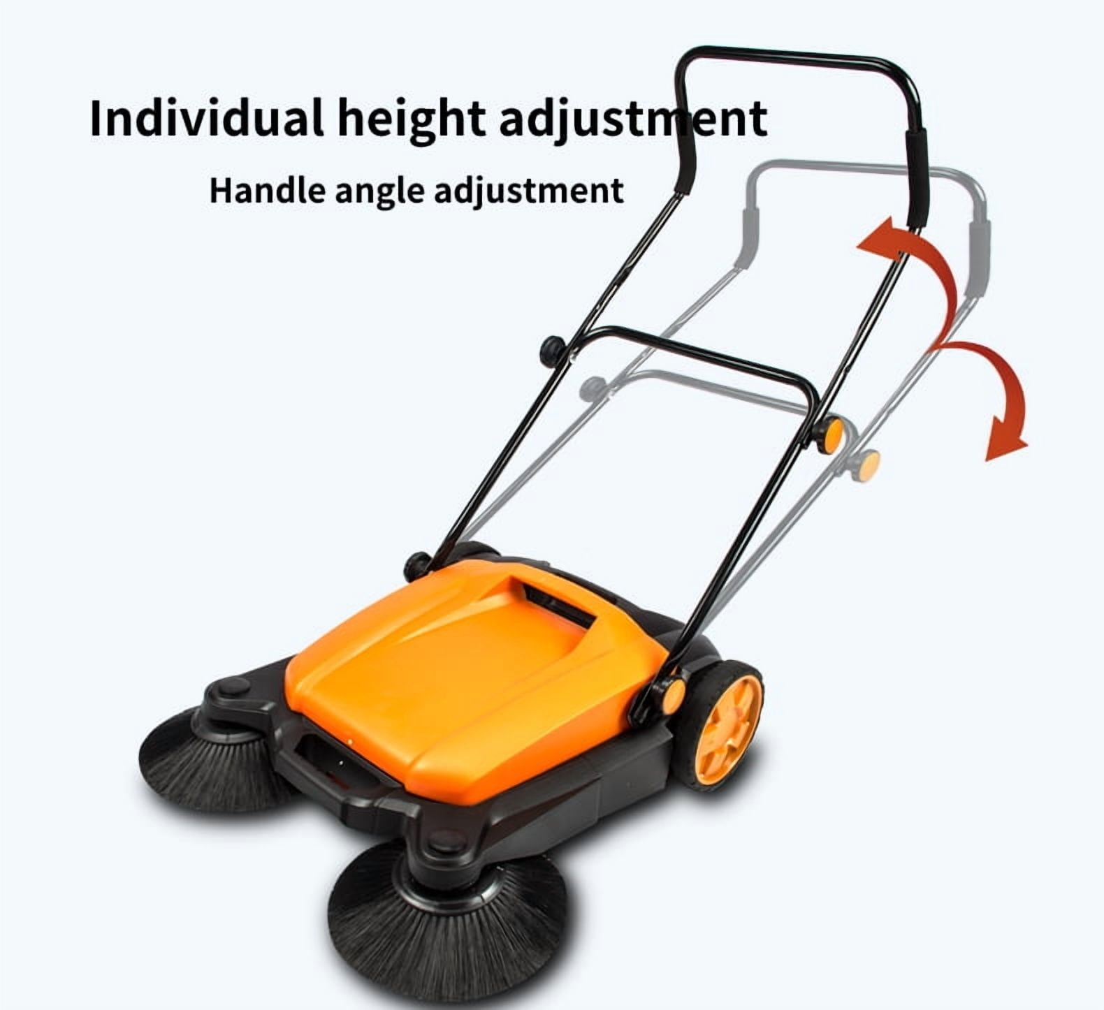 SM650 27.5" Manual Push Powered Floor Sweeper, Triple Brushes, Indoor and Outdoor
