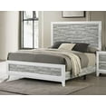 thumbnail image 4 of Modern Queen Panel Bed - Gray & White Wood Bedroom Furniture, 84"x62", Contemporary Style, Tall Headboard, Slats Included, for Bedroom., 4 of 6