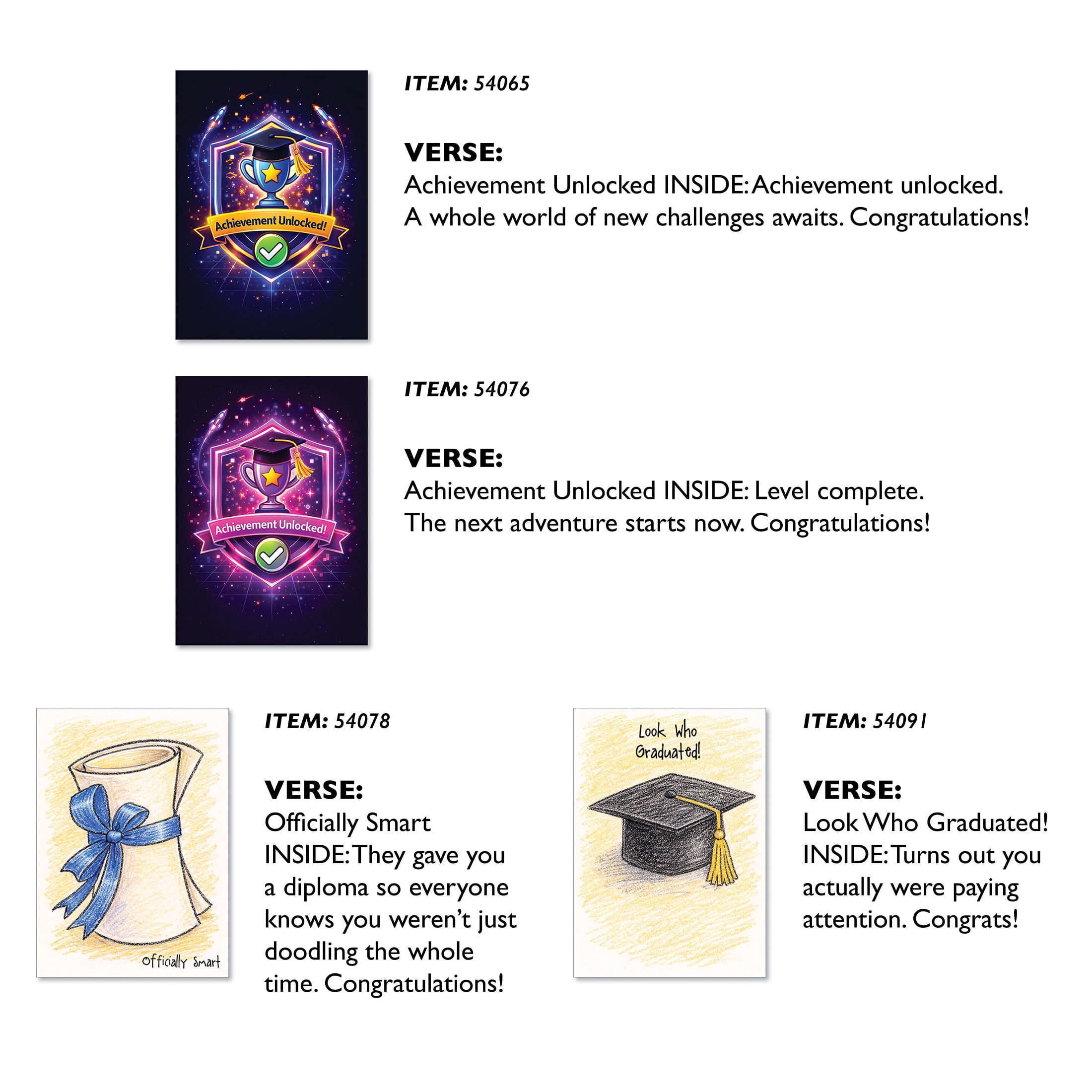 Viabella Graduation Card Set Achievement 16-Piece 5 x 7 Inch
