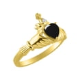 thumbnail image 3 of RYLOS Rings 14K Gold Plated Silver Claddah Love, Loyalty & Friendship Ring Heart 6MM Gemstone & Diamond Claddagh Rings Cabochon Onyx Jewelry Size 12, 3 of 7