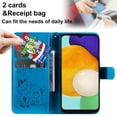 thumbnail image 5 of SaniMore for Samsung Galaxy A13 5G 6.5" 2021 Case, PU Leather Skin with Embossed Cat Flip Magnetic Cover Card Slots Kickstand Detachable Lanyard Full Around Wallet Case for Galaxy A13 5G, Blue, 5 of 9